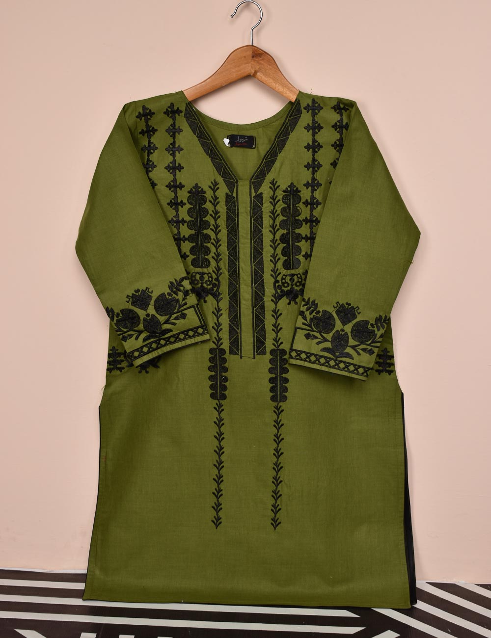 Cotton Embroidered Stitched Kurti - Blithe (T20-059B-Moss)