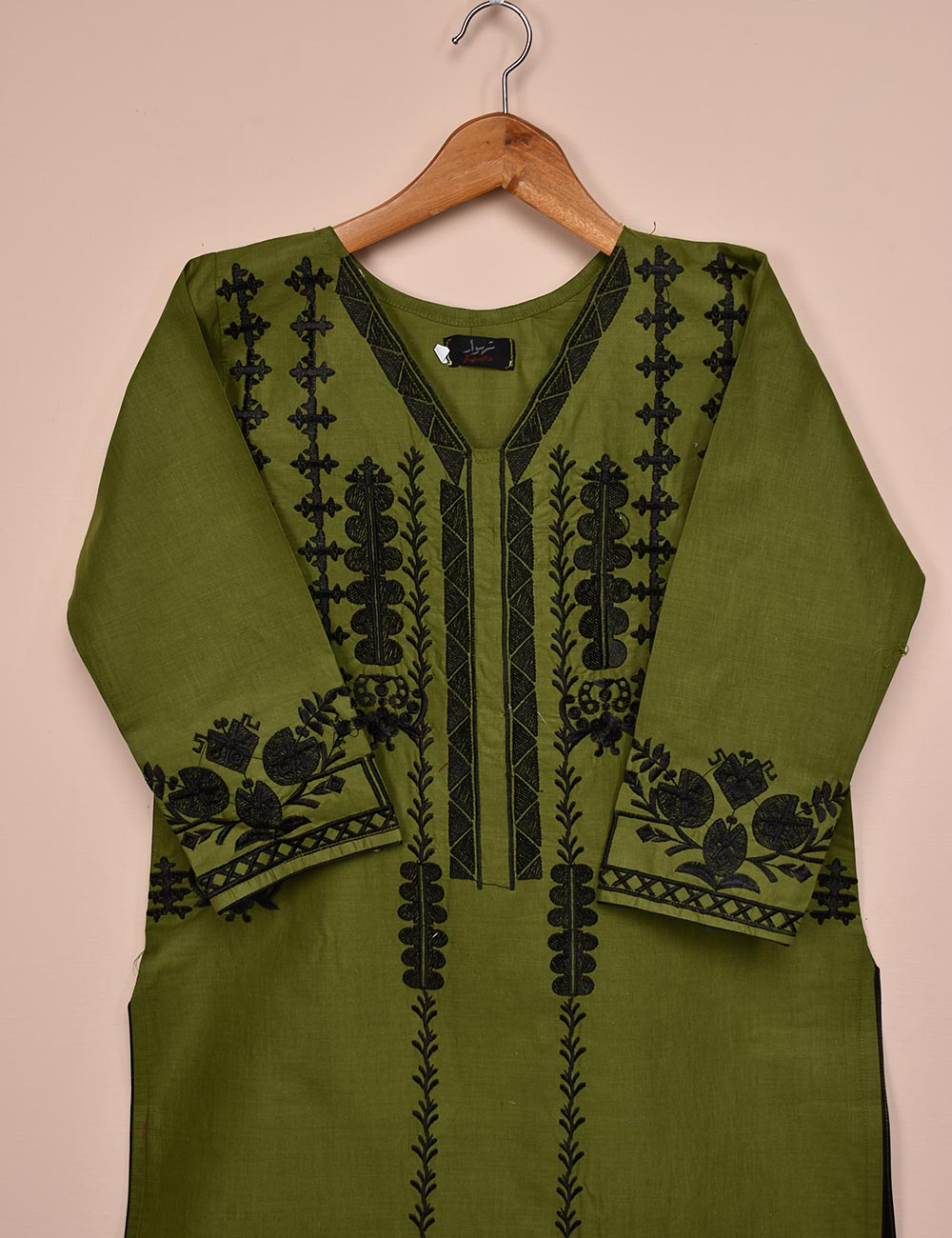 Cotton Embroidered Stitched Kurti - Blithe (T20-059B-Moss)