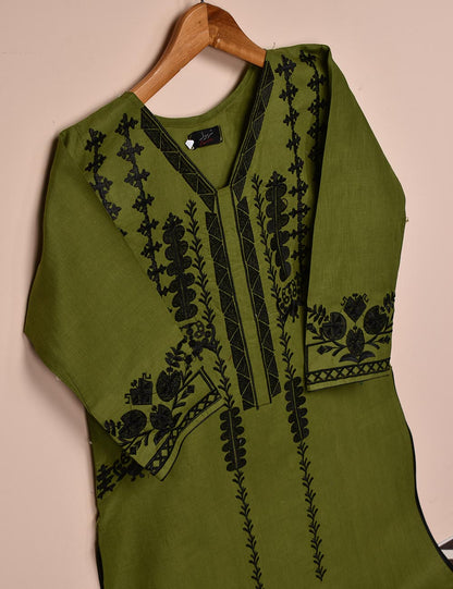 Cotton Embroidered Stitched Kurti - Blithe (T20-059B-Moss)