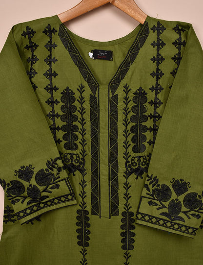 Cotton Embroidered Stitched Kurti - Blithe (T20-059B-Moss)