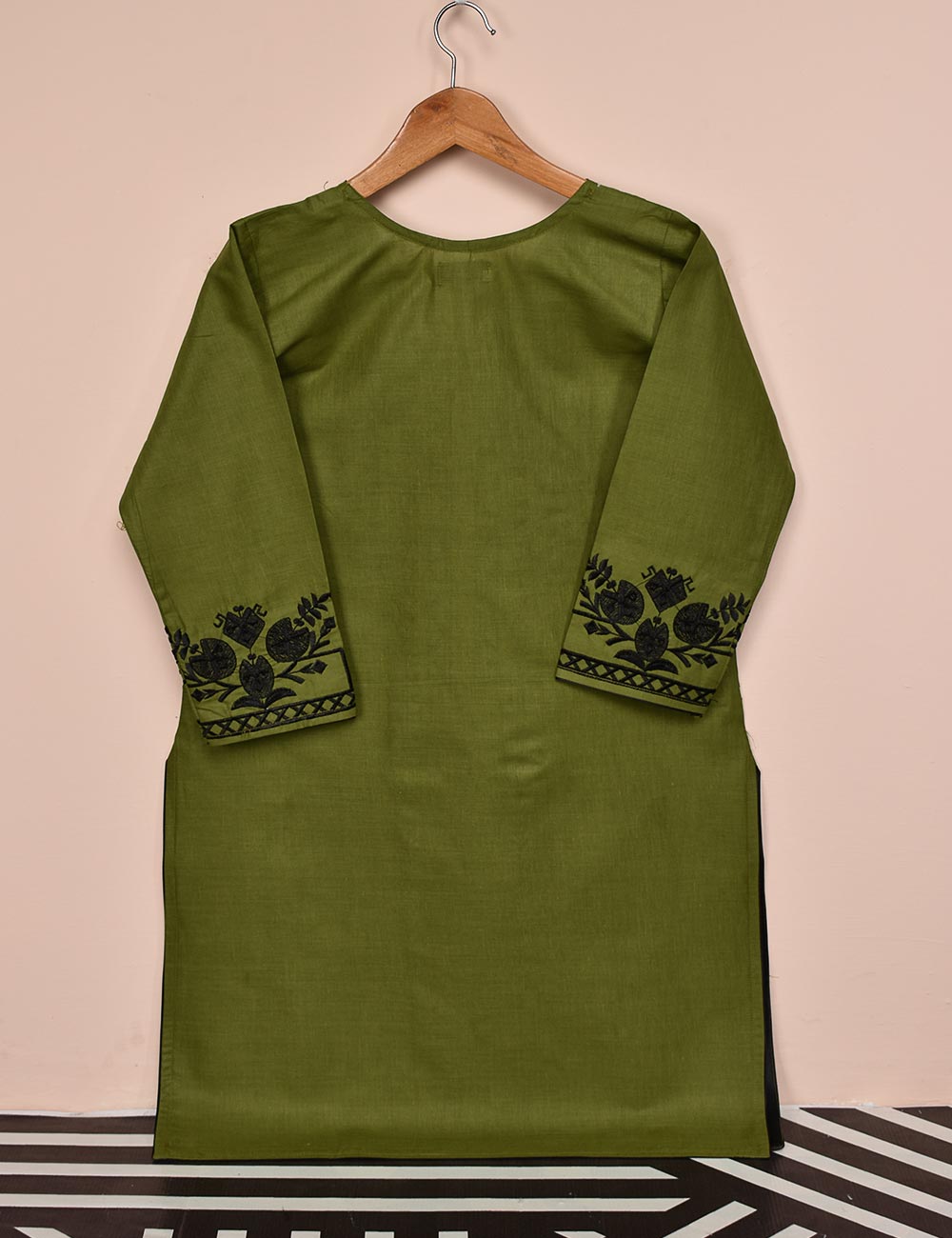 Cotton Embroidered Stitched Kurti - Blithe (T20-059B-Moss)