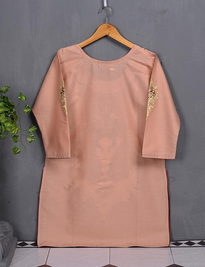 Cotton Embroidered Kurti - Bygone Beauty (T20-016-Peach)