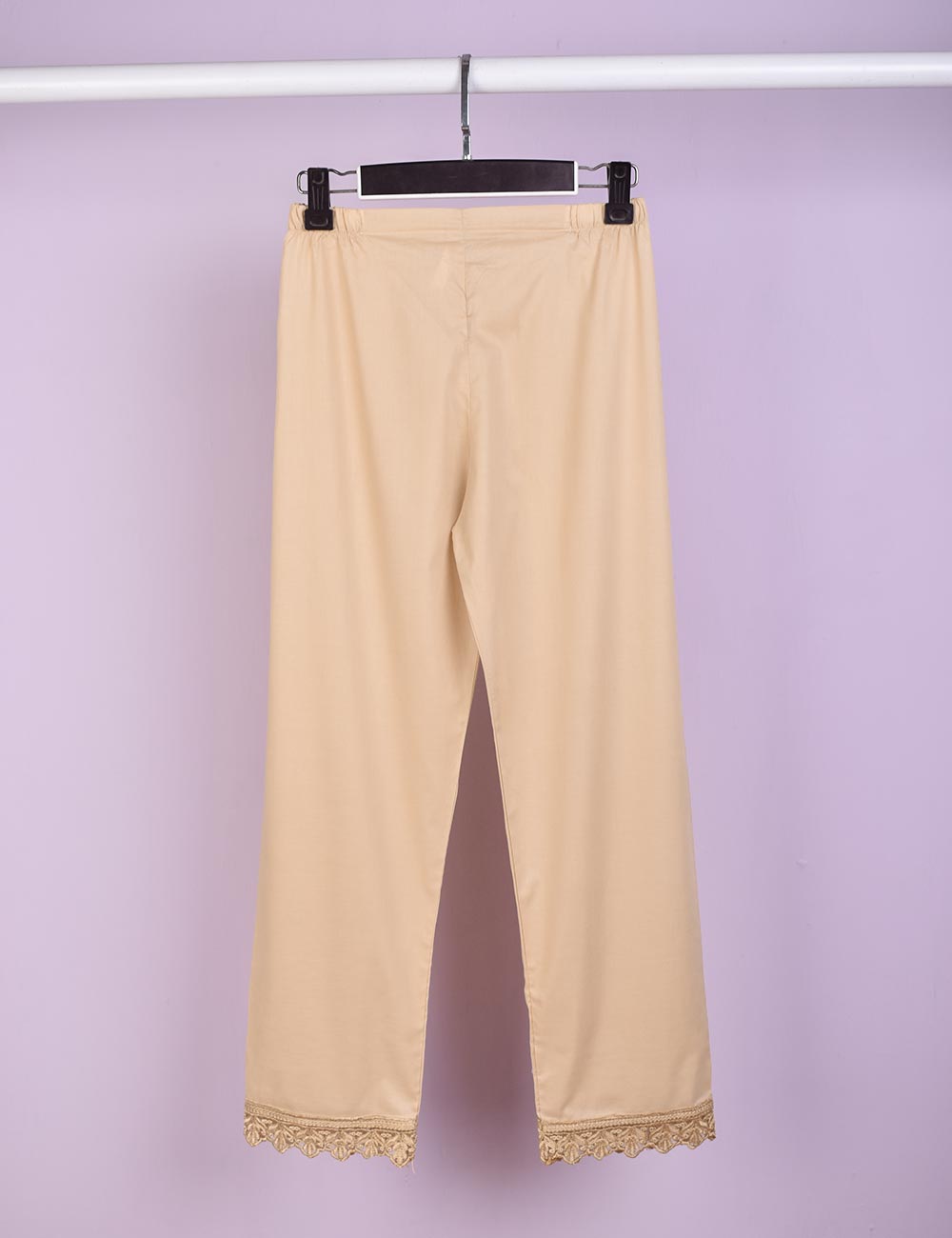 Stitched Cotton Trouser With Embroidered Bottom - Fancy Pants (CT-15-Skin)