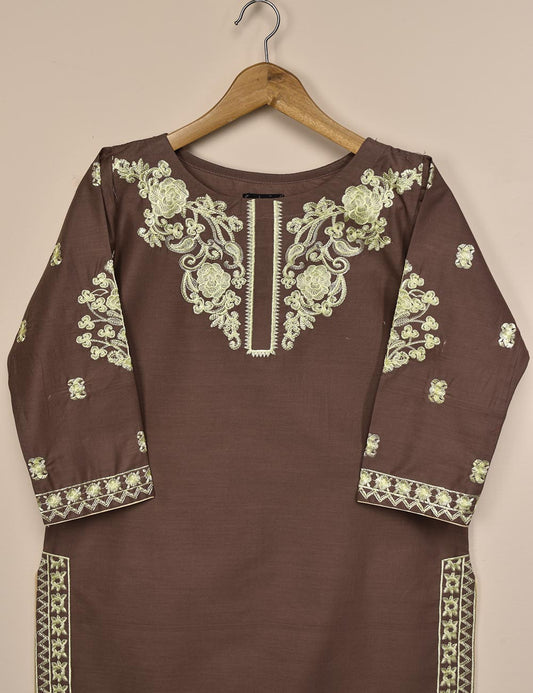 Cotton Embroidered Stitched Kurti - Cosmic Ray (T20-050B-Brown)