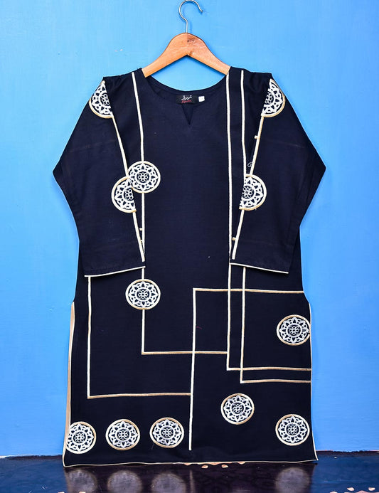 Cotton Embroidered Stitched Kurti - Cosmos (TS-034A-NavyBlue)