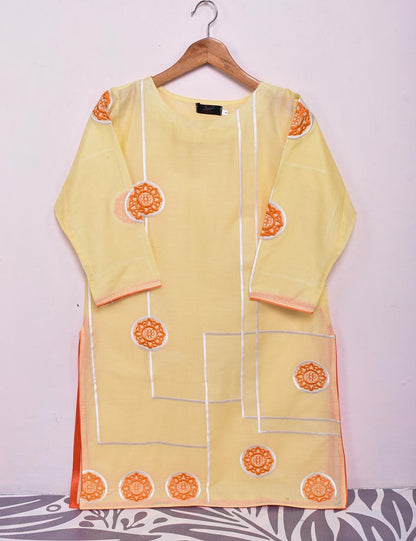 Cotton Embroidered Stitched Kurti - Cosmos (TS-034B-Yellow)