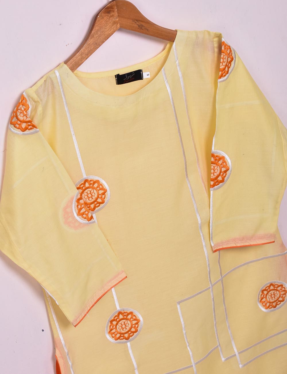 Cotton Embroidered Stitched Kurti - Cosmos (TS-034B-Yellow)