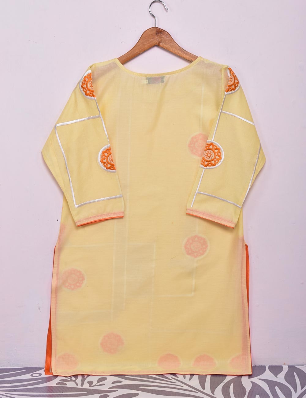 Cotton Embroidered Stitched Kurti - Cosmos (TS-034B-Yellow)