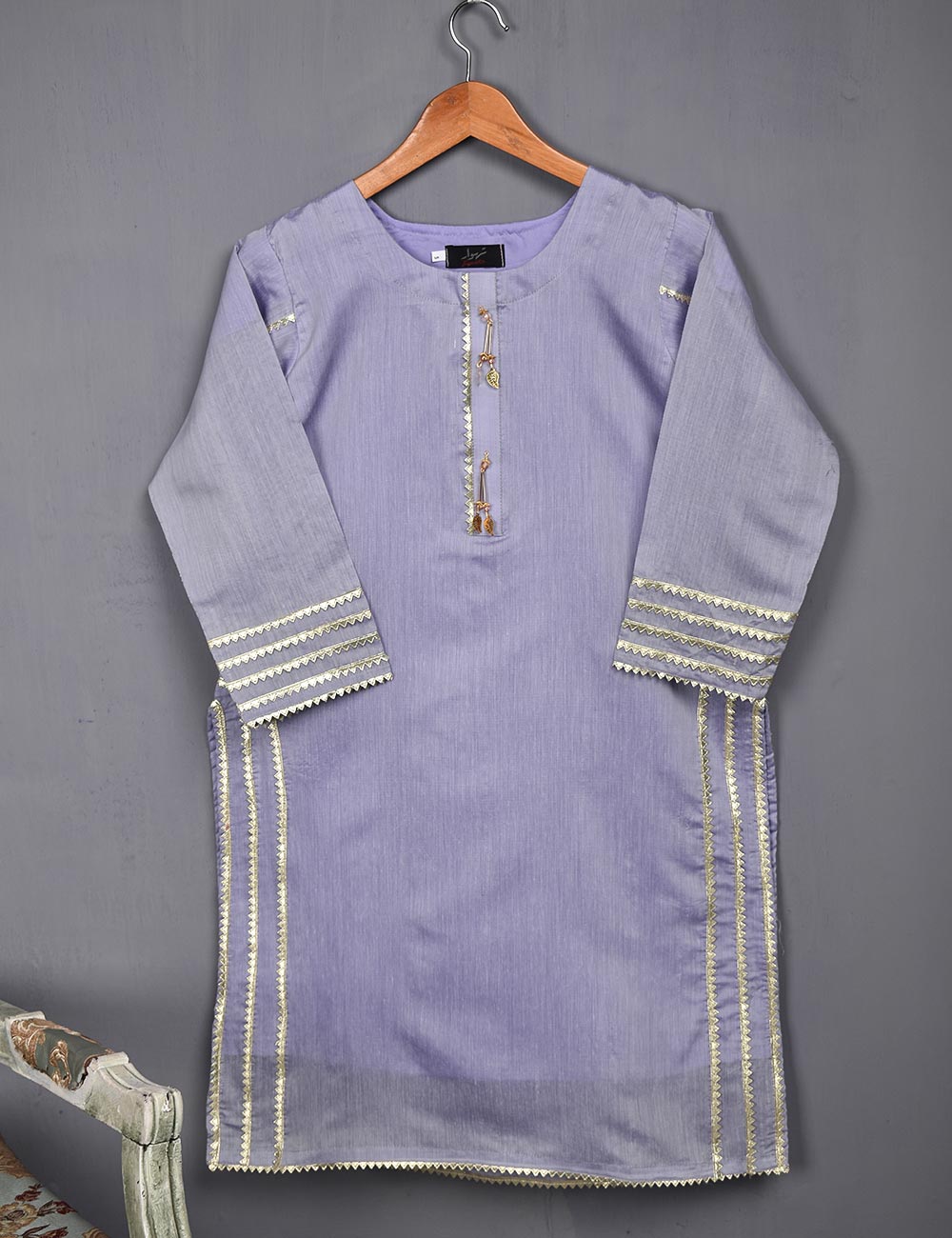 Paper Cotton Stitched Kurti - Crystal Bird (T20-056B-Purple)