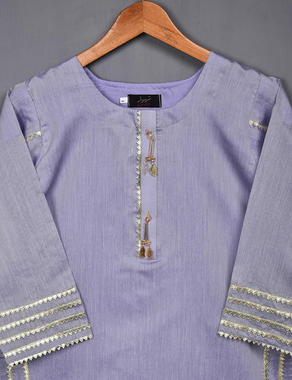 Paper Cotton Stitched Kurti - Crystal Bird (T20-056B-Purple)