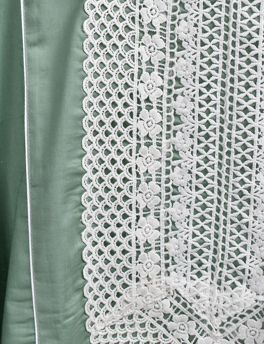 Cotton Stitched Kurti with Chikankari Neck Daman - Fairy Ice (T20-036A-Greenish)