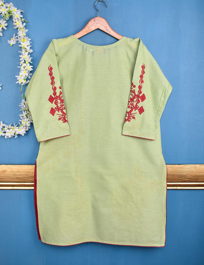 Cotton Embroidered Stitched Kurti - Ephemeral Shine (TS-051A-Green)