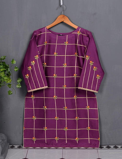 Cotton Embroidered Kurti - Exotic Web (T20-013-Purple)