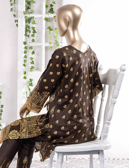 FM-4B - Midnight Shades | 3 Pc Unstitched Gold Printed Lawn Dress