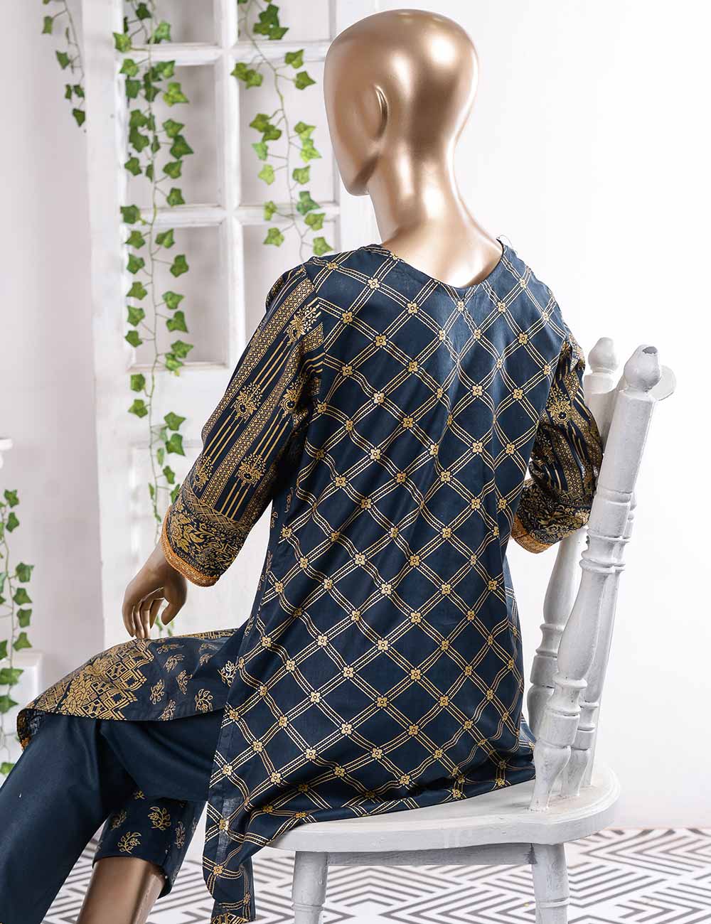 FM-5B - Golden Era | 3 Pc Unstitched Gold Printed Lawn Dress