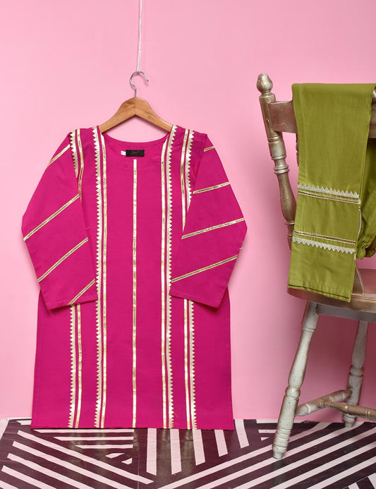 2Pc Stitched Cotton Gota Work Dress - Felicity (STP-001B)