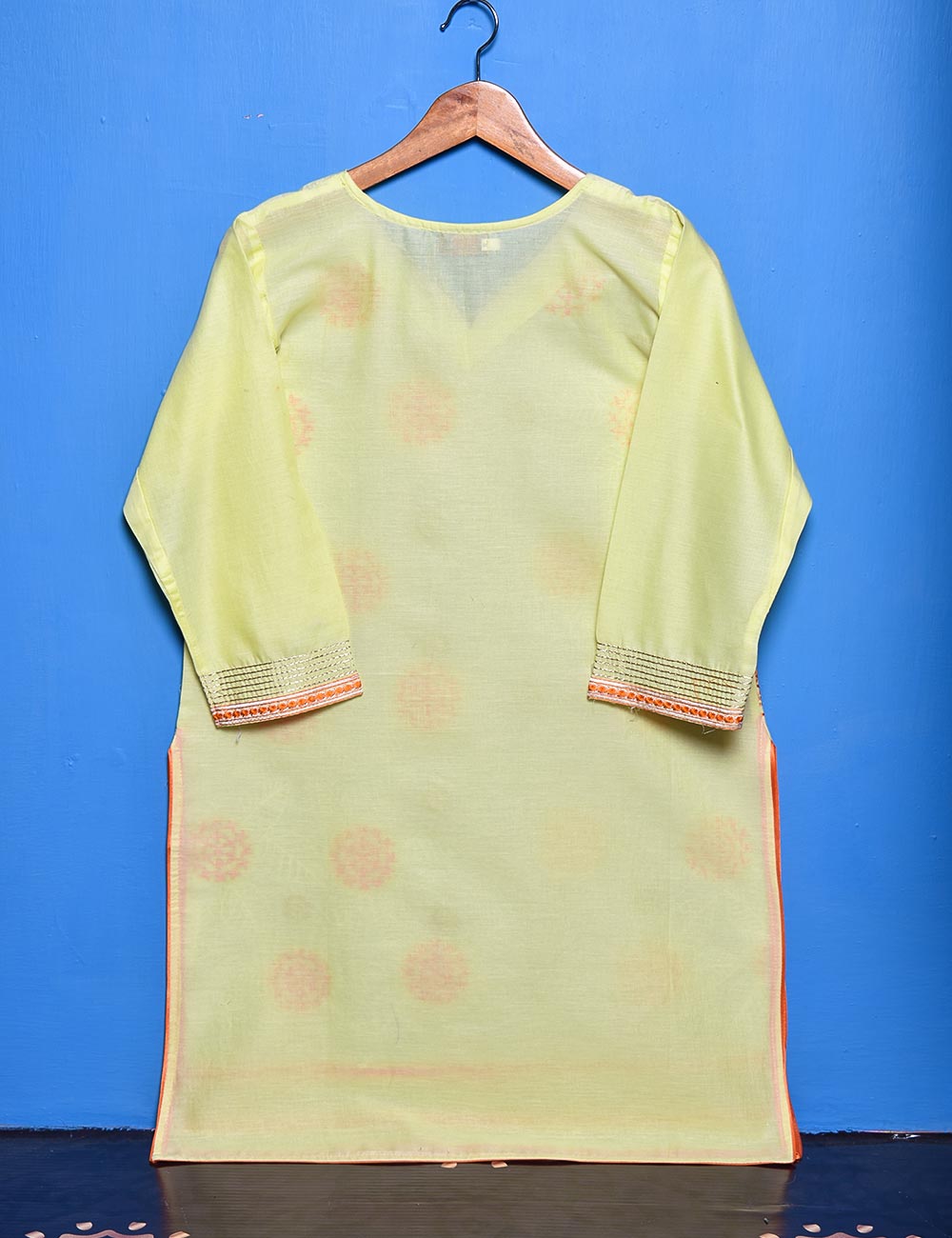 Cotton Embroidered Stitched Kurti - Foliole (TS-033C-Lemon)