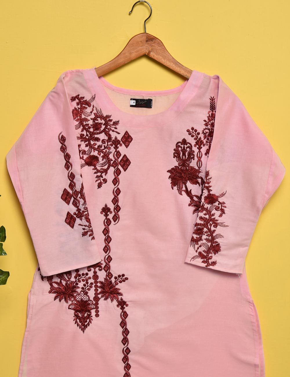 Cotton Embroidered Stitched Kurti - Phoenix (TS-013A-Pink)