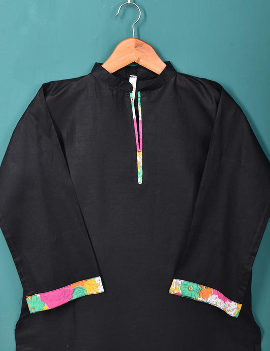 2 Pc Summer Stitched Wear - 2Pc Cotton Stitched Dress With Printed Shalwar - Prismatic Black (STP-002A)