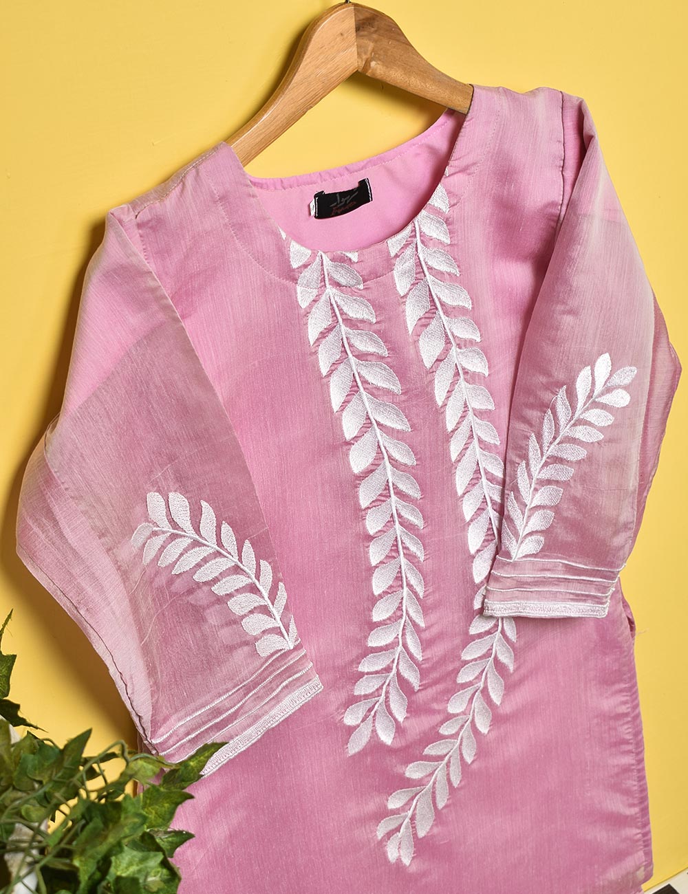 Paper Cotton Embroidered Stitched Kurti - Renewed Carnation (TS-007B-Pink)