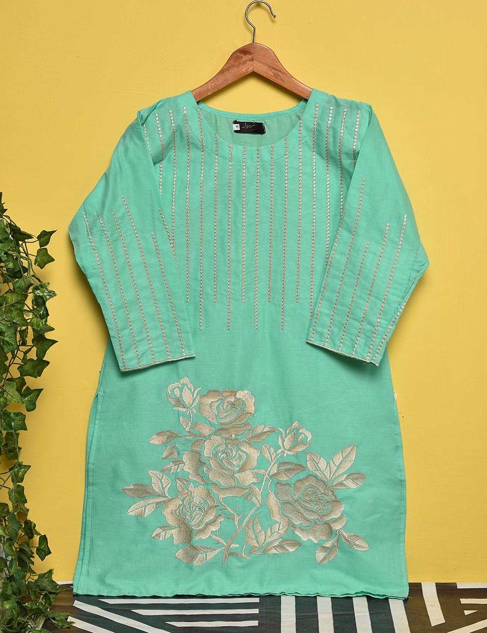 Cotton Embroidered Stitched Kurti - Rosa (TS-009B-SkyBlue)