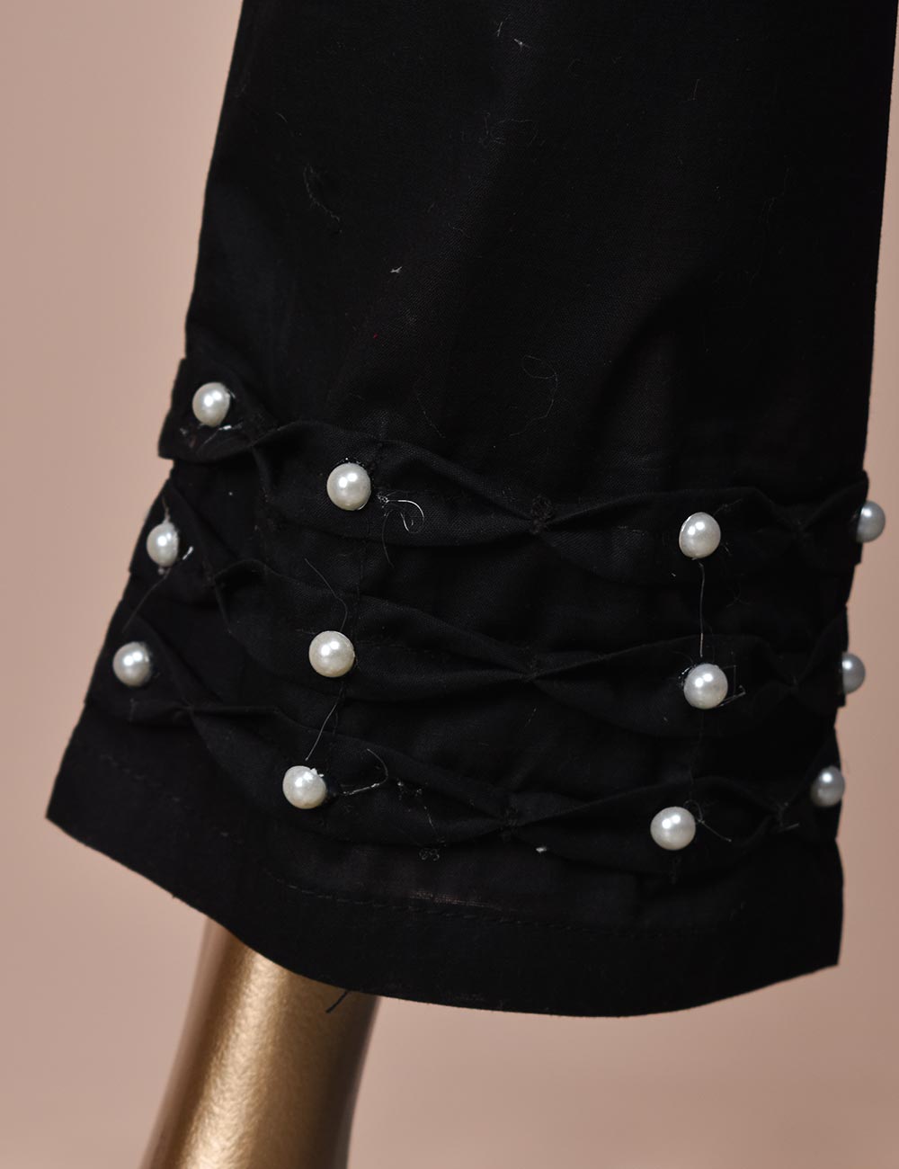 Ready To Wear Cotton Trouser With Stylish Pearls - Snowy Mood (CT-8-Black)