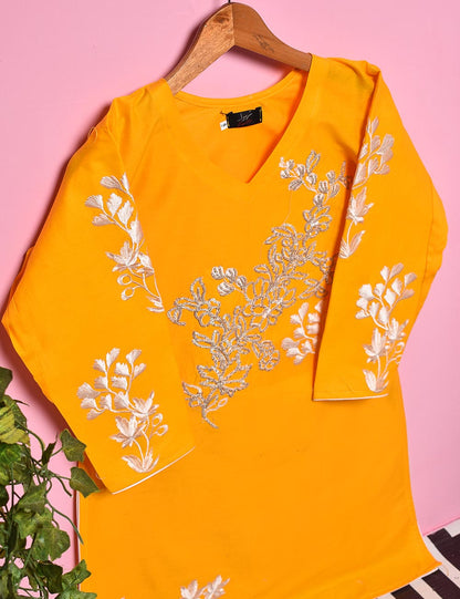 Cotton Embroidered Stitched Kurti - Sunbeam (TS-015A-Yellow)