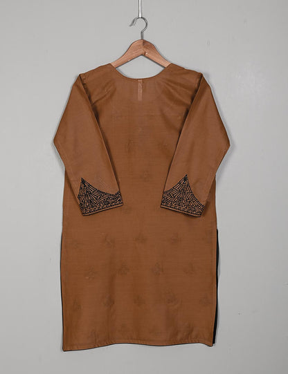 Cambric Embroidered Kurti - Glimps (T20-006B-Brown)