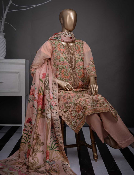 3 Pc Khaddi Lawn Unstitched Embroidered Dress (TP-01)