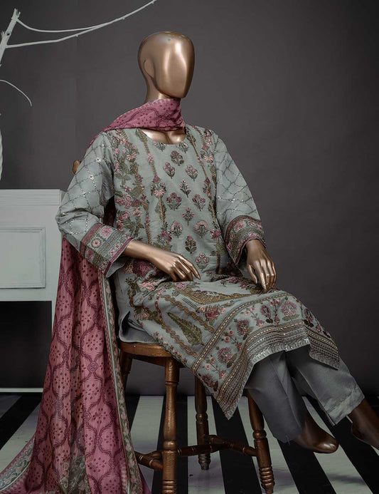 3 Pc Khaddi Lawn Unstitched Embroidered Dress (TP-07)