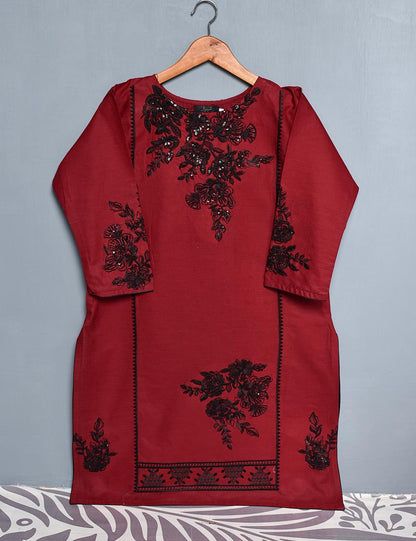 Cotton Embroidered Stitched Kurti - Sunbeam Glory (TS-029B-Maroon)