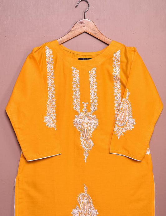 Cotton Embroidered Stitched Kurti - Camellia (TS-031B-Yellow)