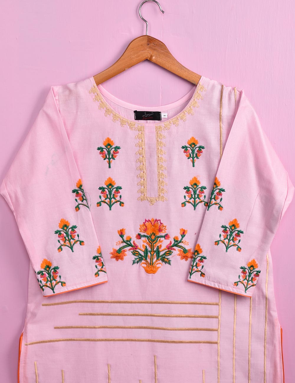 Cotton Embroidered Stitched Kurti - Glorious hues (TS-042C-Pink)