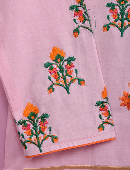 Cotton Embroidered Stitched Kurti - Glorious hues (TS-042C-Pink)