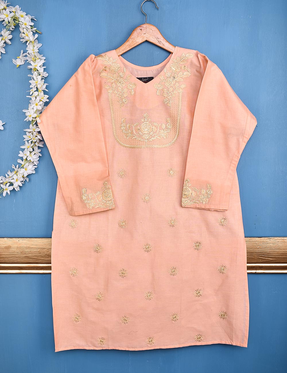 Cotton Embroidered Stitched Kurti - Wispy Flair (TS-044B-Pink)