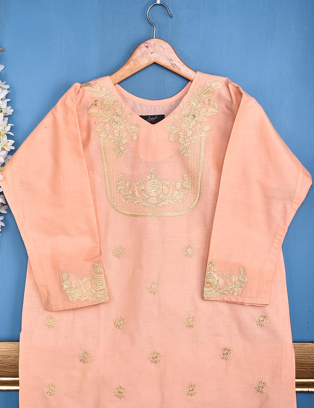 Cotton Embroidered Stitched Kurti - Wispy Flair (TS-044B-Pink)