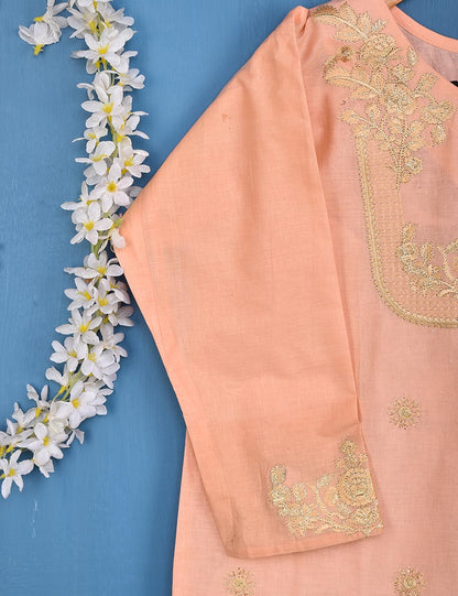 Cotton Embroidered Stitched Kurti - Wispy Flair (TS-044B-Pink)