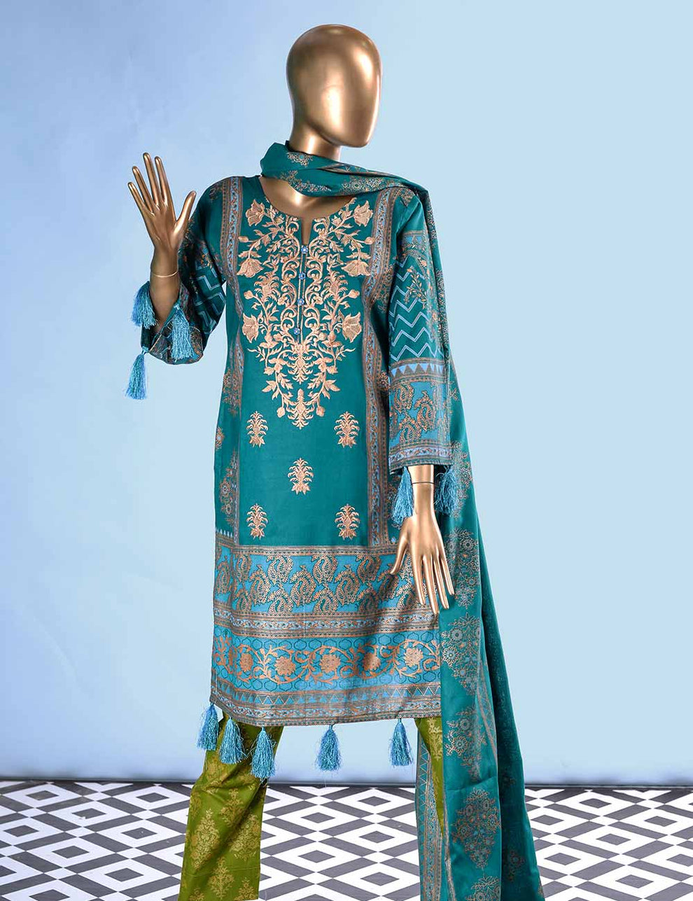 E2-2A - Orchid Bliss | Unstitched Printed & Embroidered Cambric Dress ...