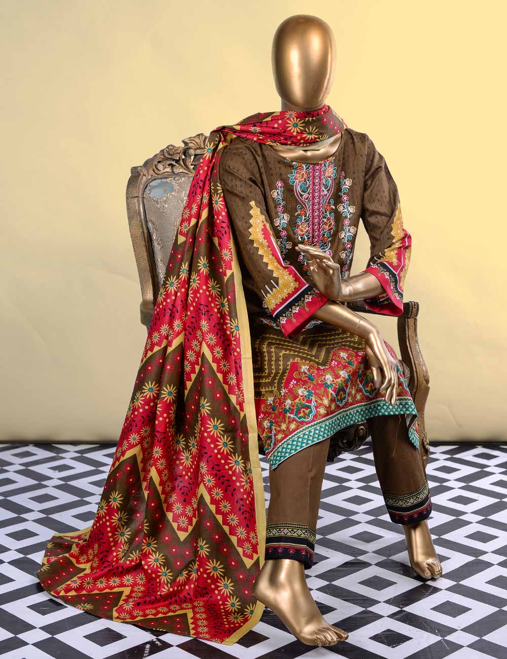 E2-3A - Evening Delight | Unstitched Printed & Embroidered Cambric Dre ...