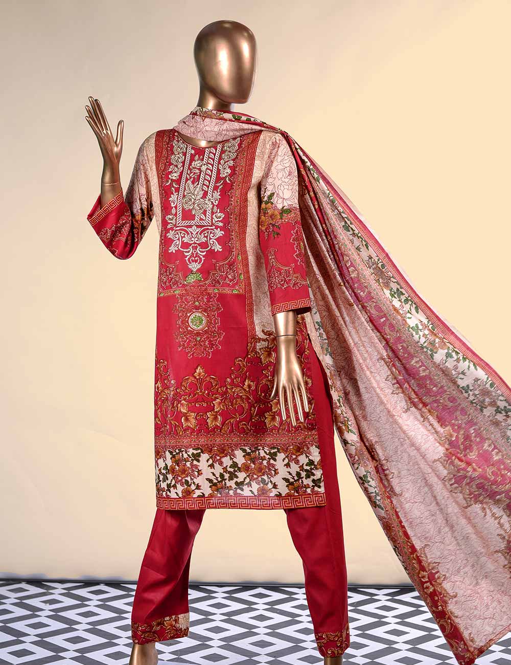 E2-4A - Soaring Sky | Unstitched Printed & Embroidered Cambric Dress ...